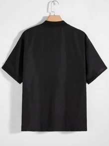 ROMWE MEN ROMWE UNISEX 1pc Letter Graphic Shirt - Black - View 2