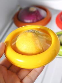 1pc Silicone Lemon Fresh Cover, Yellow Round Lemon Lid For Kitchen - Yellow - View 2