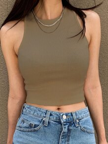 DAZY Rib-knit Crop Tank Top