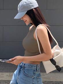 DAZY Rib-knit Crop Tank Top