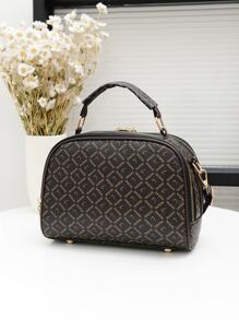 Waterproof,Lightweight,Business Casual,Foldable Letter Graphic Dome Bag For Teen Girls Women College Students,Rookies & White-collar Workers Perfect for Office,College,Work ,Business,Commute - Brown - View 2