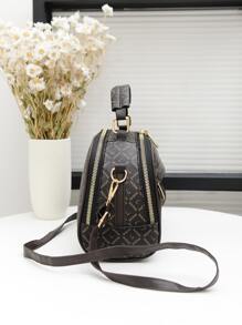 Waterproof,Lightweight,Business Casual,Foldable Letter Graphic Dome Bag For Teen Girls Women College Students,Rookies & White-collar Workers Perfect for Office,College,Work ,Business,Commute - Brown - View 4