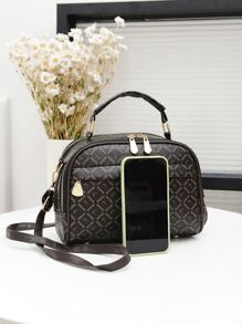 Waterproof,Lightweight,Business Casual,Foldable Letter Graphic Dome Bag For Teen Girls Women College Students,Rookies & White-collar Workers Perfect for Office,College,Work ,Business,Commute - Brown - View 5