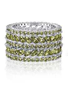 1 chiếc tai thời trang đính đá Zirconia bằng vòng rộng lúa mì - màu xanh lá - Xem 1