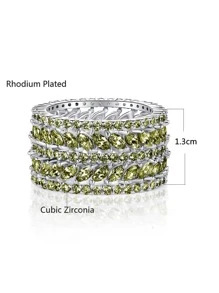 1 chiếc tai thời trang đính đá Zirconia bằng vòng rộng lúa mì - màu xanh lá - Xem 3