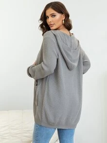 AAmilife Cárdigan con parche de bolsillo con capucha - Gris Claro - Ver 2