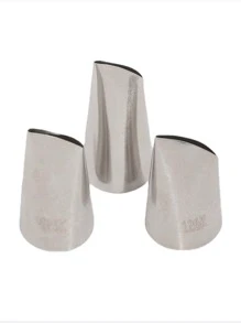 3pcs/set Stainless Steel Rose Shaped Piping Nozzles For Diy Baking - Silver - View 3