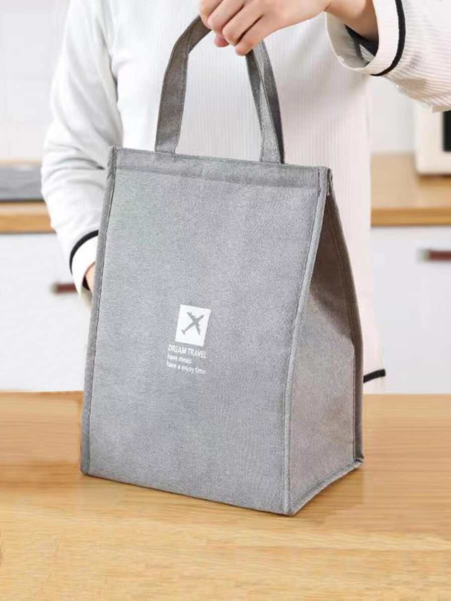 Túi đựng thức ăn trưa cách nhiệt hình chữ cái 1pc - Xám - Xem 1