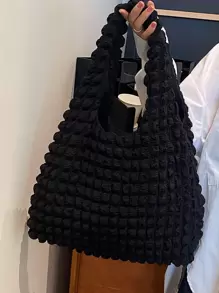 Túi Xách tay Nữ màu trơn Đôi tay cầm Sẵn sàng - màu đen - Xem 1