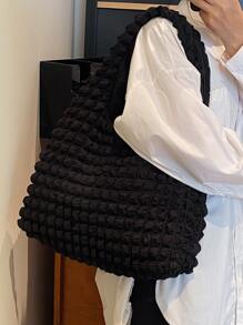 Túi Xách tay Nữ màu trơn Đôi tay cầm Sẵn sàng - màu đen - Xem 2