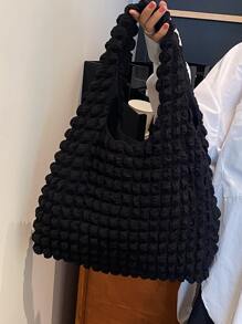 Túi Xách tay Nữ màu trơn Đôi tay cầm Sẵn sàng - màu đen - Xem 3