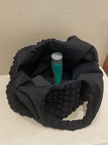 Túi Xách tay Nữ màu trơn Đôi tay cầm Sẵn sàng - màu đen - Xem 5