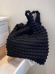 Túi Xách tay Nữ màu trơn Đôi tay cầm Sẵn sàng - màu đen - Xem 6