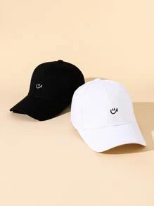 2 cái Biểu hiện Thêu Mũ bóng chày - Đen và trắng - Xem 1