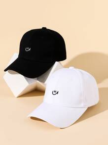 2 cái Biểu hiện Thêu Mũ bóng chày - Đen và trắng - Xem 2