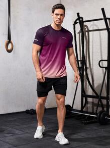 Manfinity Sport Corelite 男友风男士反光字母图案运动 T 恤健身上衣 - 彩色 - 查看 4