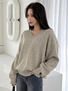 DAZY Patch Detail Drop Shoulder Jumper - Apricot - View 4