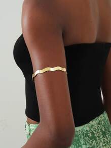 Wave Design Arm Cuff - Yellow Gold - View 1