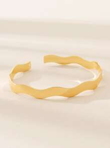 Wave Design Arm Cuff - Yellow Gold - View 2