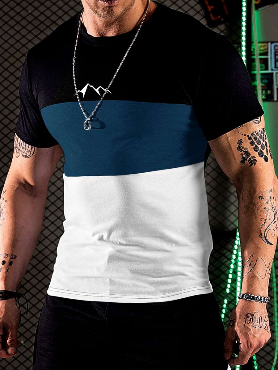 Manfinity Homme Tops Nam Khối Màu Đồ họa Giải trí - Nhiều màu - Xem 1