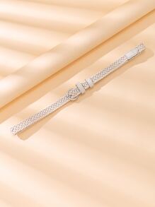 1pc Women Round Buckle Woven Belt Halloween Summer, School Fall, Autumn, Halloween - Beige - View 4