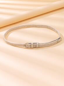 1pc Women Round Buckle Woven Belt Halloween Summer, School Fall, Autumn, Halloween - Beige - View 5