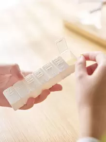 1pc Letter Graphic Portable Medicine Storage Box - White - View 1