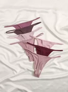 SHEIN 7packs Ribbed Knit Sexy G-String - Multicolor - View 2