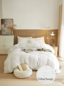 Tufted Star Duvet Cover Set Without Filler - White - View 7