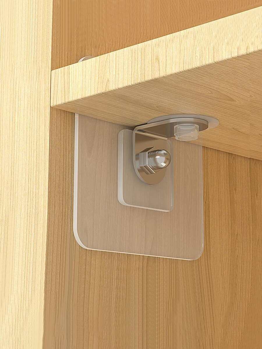 2pcs Clear Shelf Bracket, Punch Free Cabinet Board Holder For Home Room Decor Home Decor Fall Decor Bedroom Decor - Clear - View 1