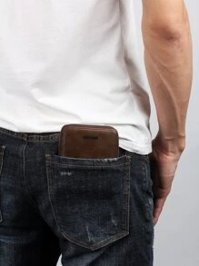 WEIXIER Men Letter Graphic Small Wallet - Coffee Brown - View 2