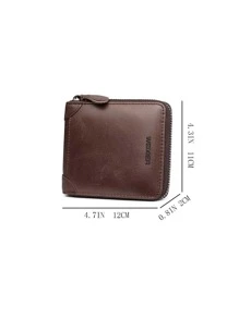 WEIXIER Men Letter Graphic Small Wallet - Coffee Brown - View 3