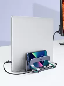 UGREEN Dual Slot Vertical Laptop Stand Holder Adjustable Aluminum Alloy For 26mm Width Laptops And Tablet, Air 2020, Ipad Pro,Ipad Mini - Grey - View 3