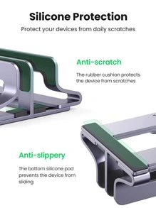 UGREEN Dual Slot Vertical Laptop Stand Holder Adjustable Aluminum Alloy For 26mm Width Laptops And Tablet, Air 2020, Ipad Pro,Ipad Mini - Grey - View 5