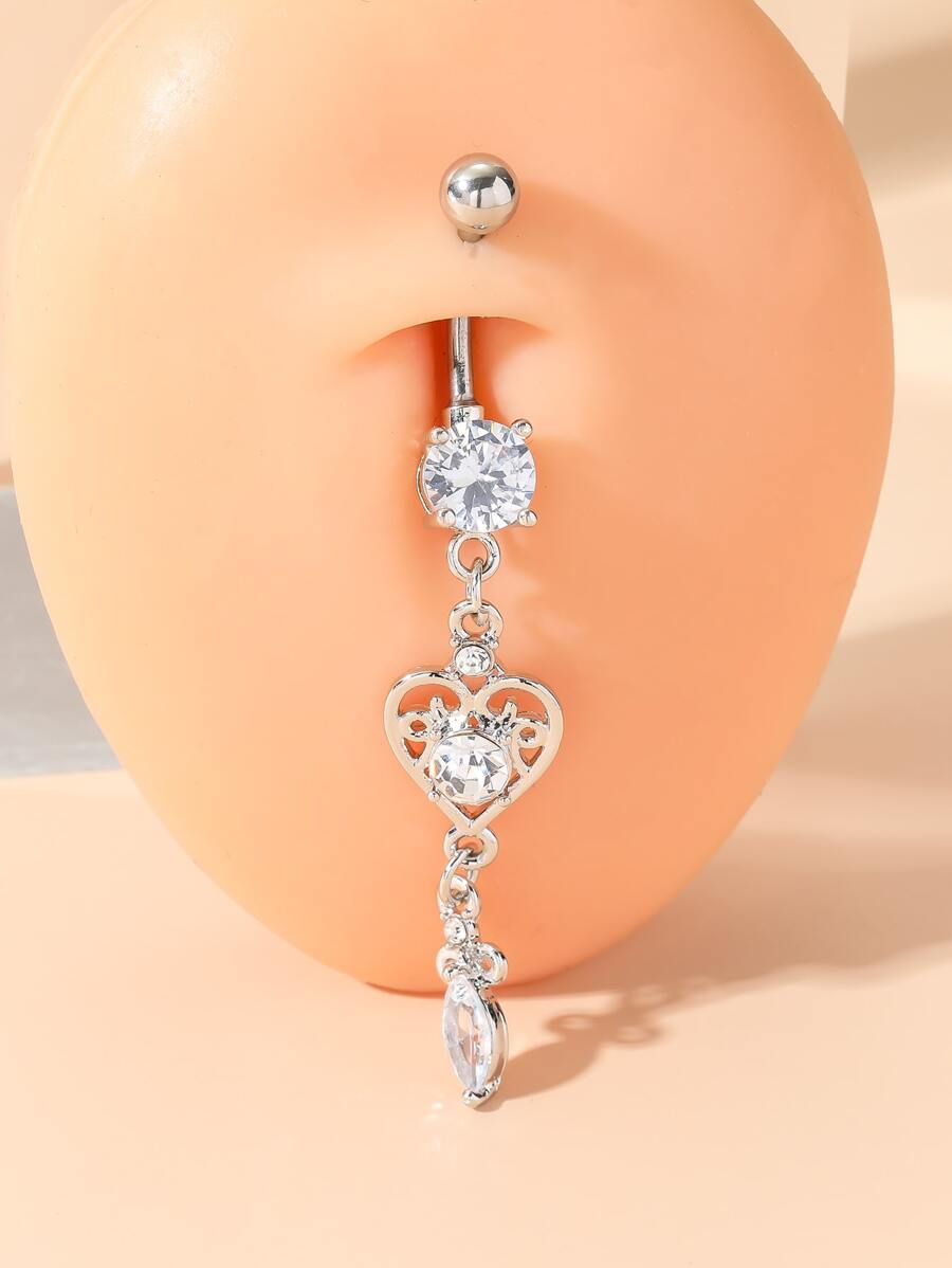 Đá & Trái Tim Trang Trí Rốn Bụng Vòng Unisex Thời Trang Punk Cơ Thể Trang Sức Khuyên - Bạc - Xem 1