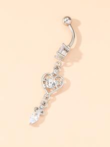 Đá & Trái Tim Trang Trí Rốn Bụng Vòng Unisex Thời Trang Punk Cơ Thể Trang Sức Khuyên - Bạc - Xem 2
