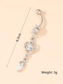 Đá & Trái Tim Trang Trí Rốn Bụng Vòng Unisex Thời Trang Punk Cơ Thể Trang Sức Khuyên - Bạc - Xem 3