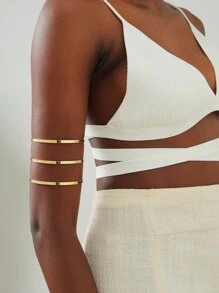 Layered Minimalist Arm Cuff - Yellow Gold - View 1