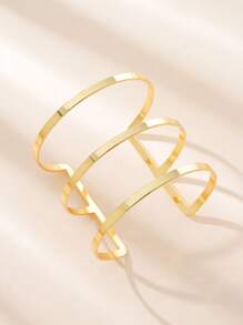 Layered Minimalist Arm Cuff - Yellow Gold - View 2