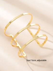 Layered Minimalist Arm Cuff - Yellow Gold - View 3