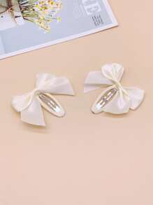 2pcs Bow Decor Hair Clip - White - View 1