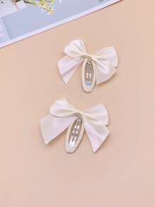 2pcs Bow Decor Hair Clip - White - View 2