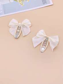 2pcs Bow Decor Hair Clip - White - View 3