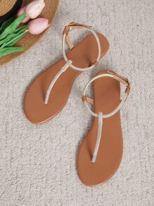 Dép bệt Nữ Pha lê kim cương màu trơn Hấp dẫn - màu nâu - Xem 4