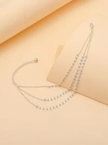 Pulsera tobillera con diseño de diamante de imitación - Plateado - Ver 2