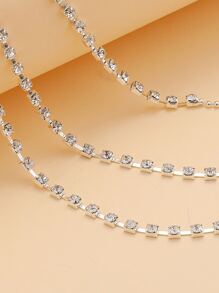 Pulsera tobillera con diseño de diamante de imitación - Plateado - Ver 5