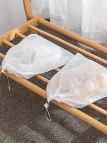 5pcs Non-Woven Fabric Drawstring Shoes Storage Bag, Large Capacity Shoes Storage Pouch For Travel & Home - White - View 4