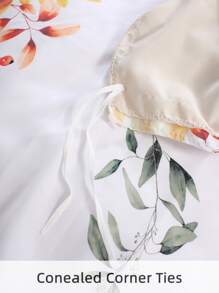 Leaf & Pumpkin Pattern Duvet Cover Set Without Filler - Multicolor - View 4