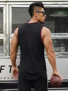 Manfinity Fitness Men Letter Graphic Two Tone Sports Tank Top Workout Tops Tank Top Pack - Multicolor - View 2