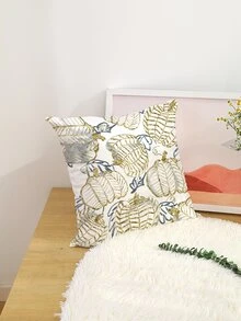 1pc Metallic Pumpkin Print Cushion Cover Without Filler - Multicolor - View 5